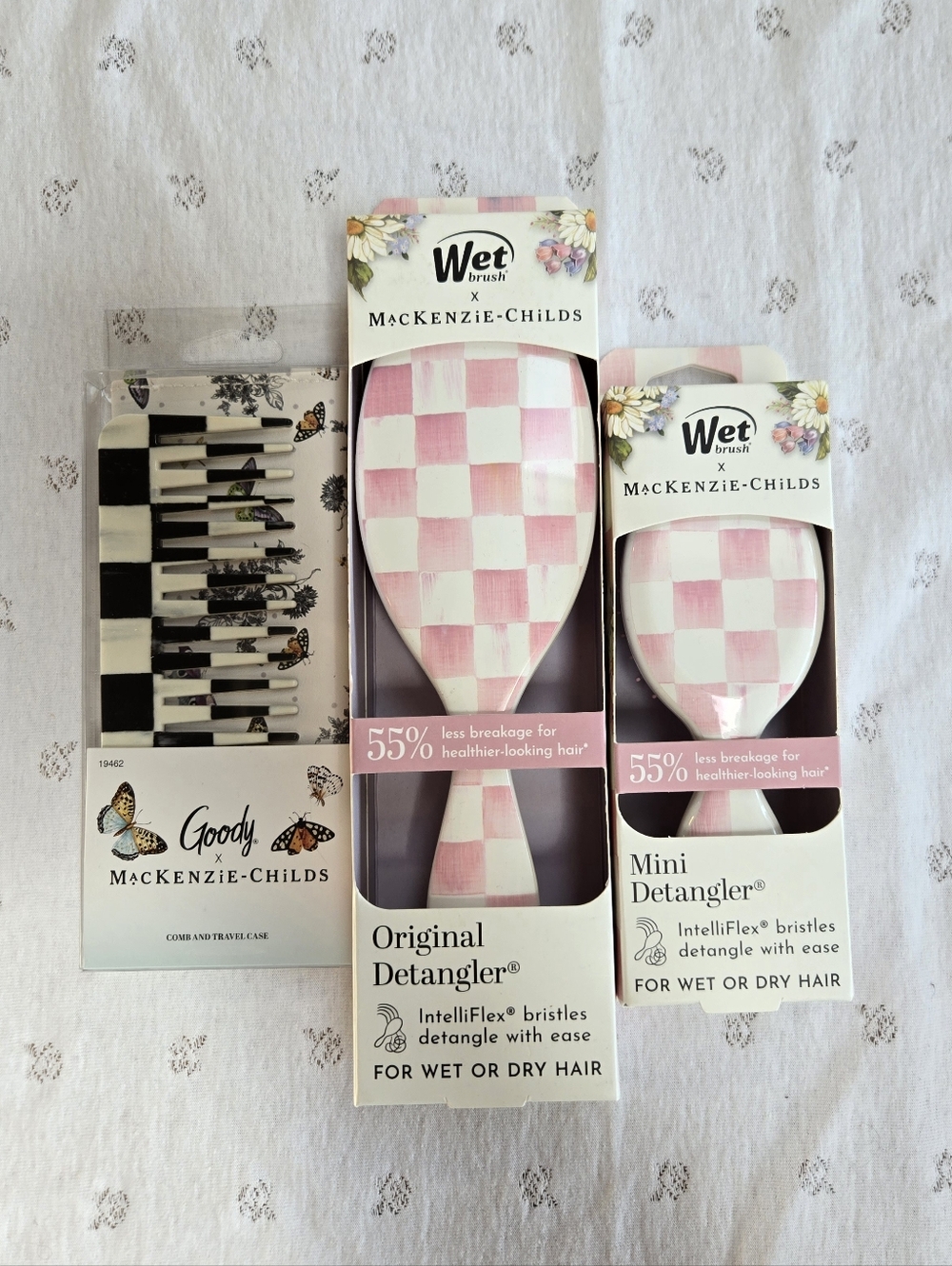MacKenzie-Childs Wet Brush Original & Mini Detangler Set& Goody Comb